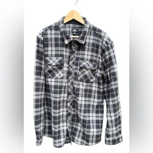 O'NEIL Black and Gray plaid button down shirt/jacket Size XL